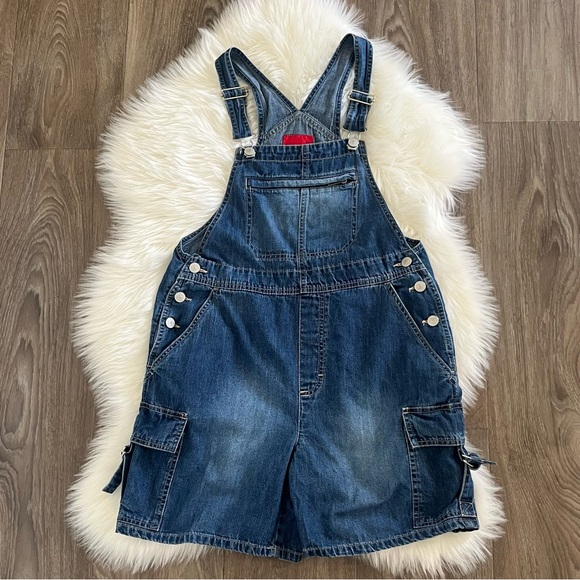 90s Y2K Vintage Gloria Vanderbilt Denim Overall Shorts Cargo Style Size Small - Picture 7 of 7